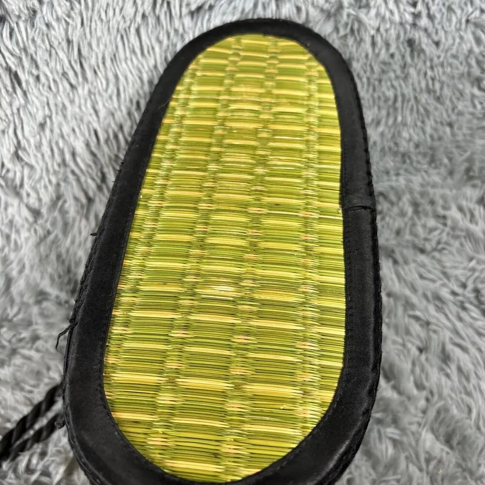 Sea Grass Woven Purse Saraye Tatami‎ Beige Green Straw Satchel Zipper Clamshell